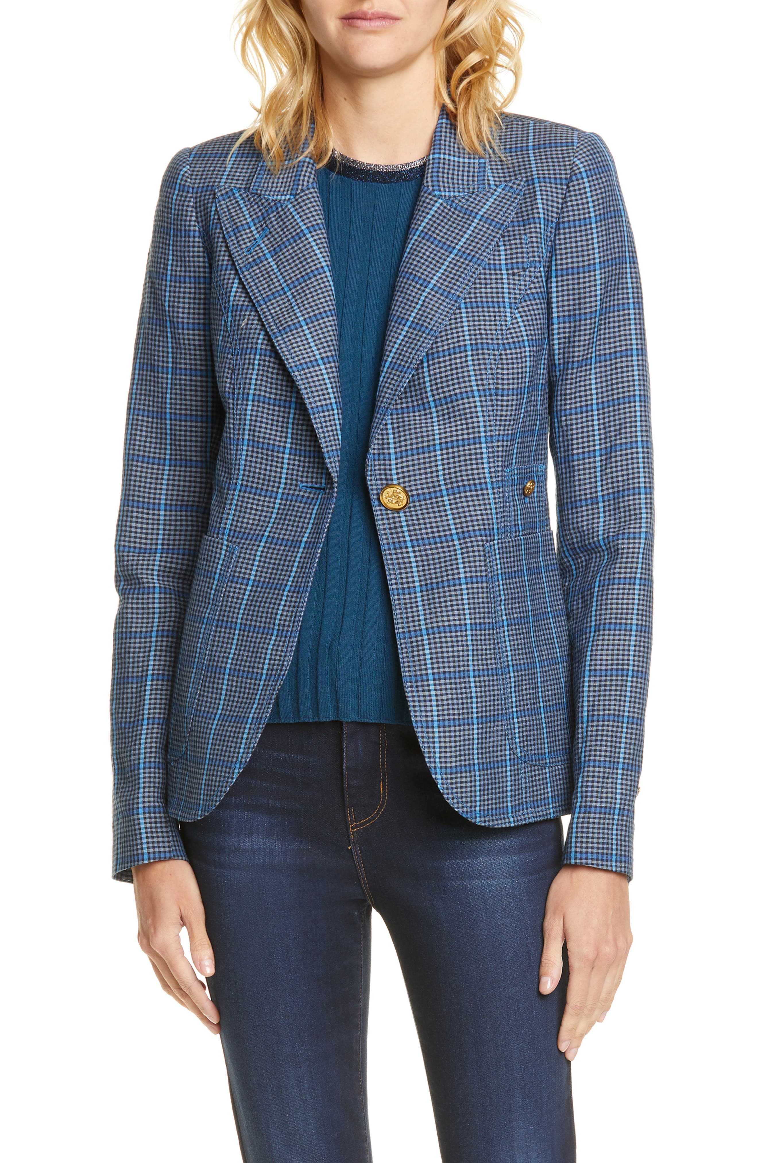 Smythe Duchess Elbow Patch Check Blazer Nordstrom