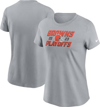 Nike Women's Nike Gray Cleveland Browns 2023 NFL Playoffs Iconic T ...
