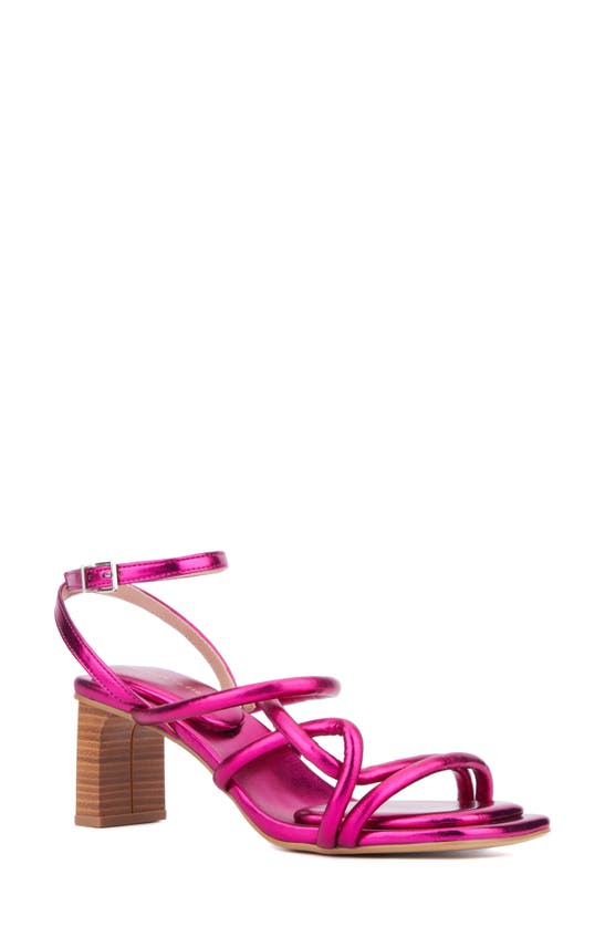 Shop Fashion To Figure Ohara Strappy Block Heel Sandal In Neon Pink