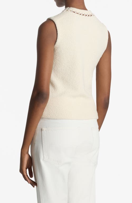 Shop St John St. John Collection Embellished Stretch Micro Bouclé Shell In Ecru