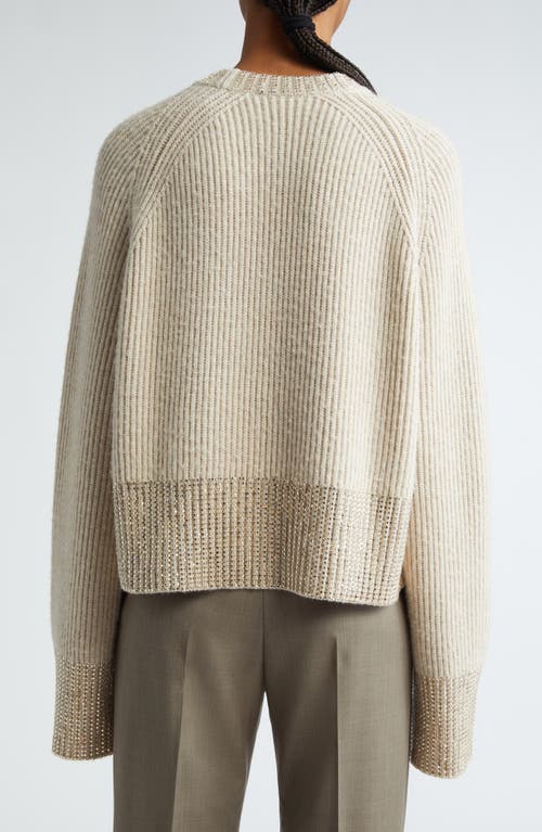 Shop Golden Goose Journey Crystal Wool Rib Sweater In Light Tan