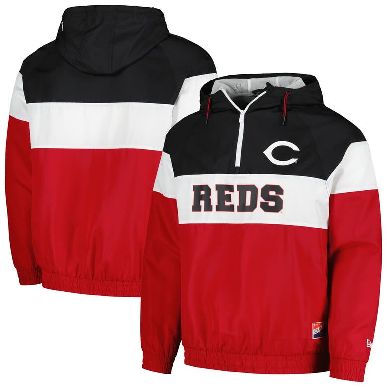 Shop New Era Red Cincinnati Reds Ripstop Raglan Quarter-zip Hoodie Windbreaker Jacket