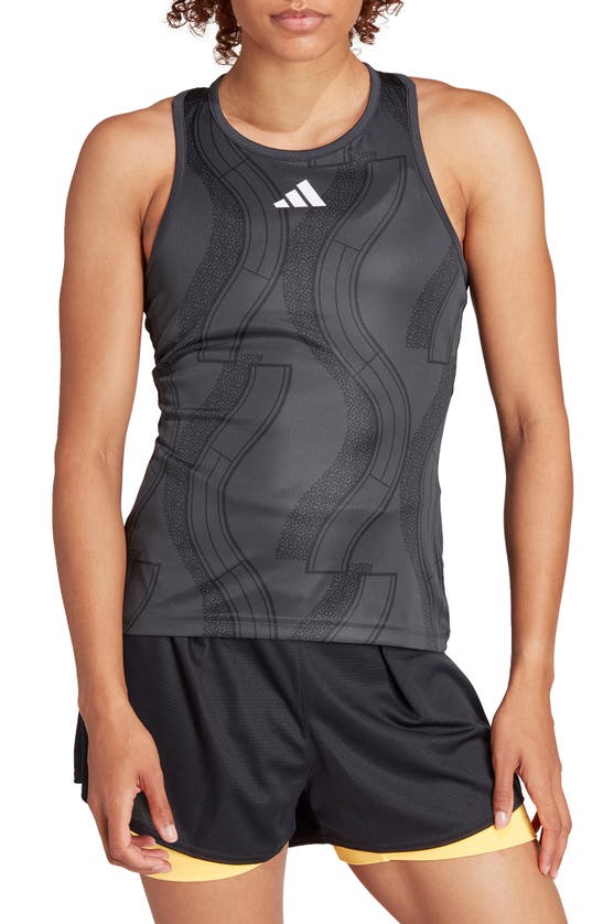 Shop Adidas Originals Club Tennis Graphic Tank Top In Carbon/ Black