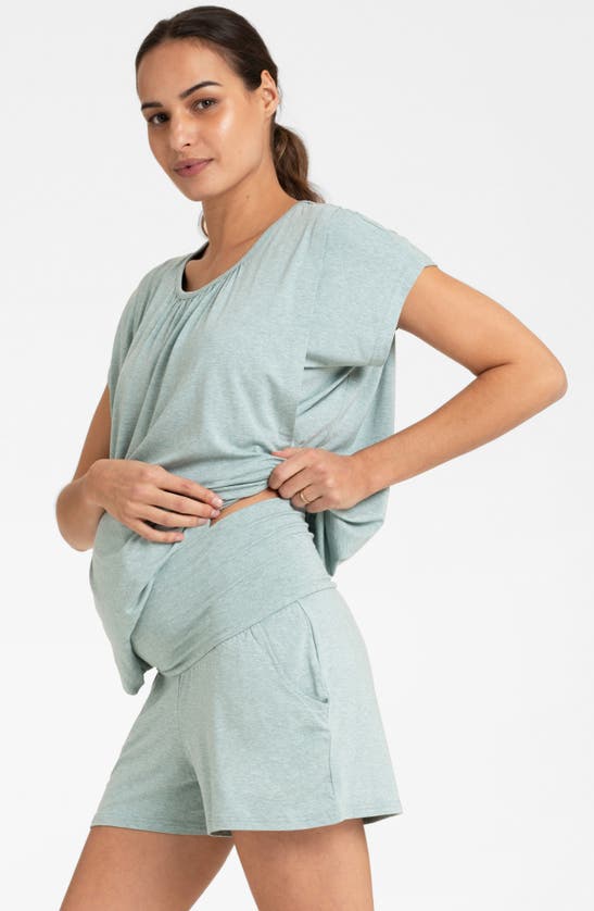 Shop Seraphine Short Maternity/nursing Pajamas In Sage