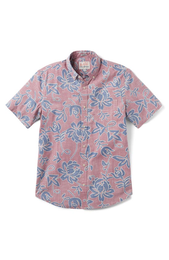 Shop Reyn Spooner X Alfred Shaheen Classic Pareau Tailored Fit Floral Short Sleeve Button-down Shirt In Faded Ginger