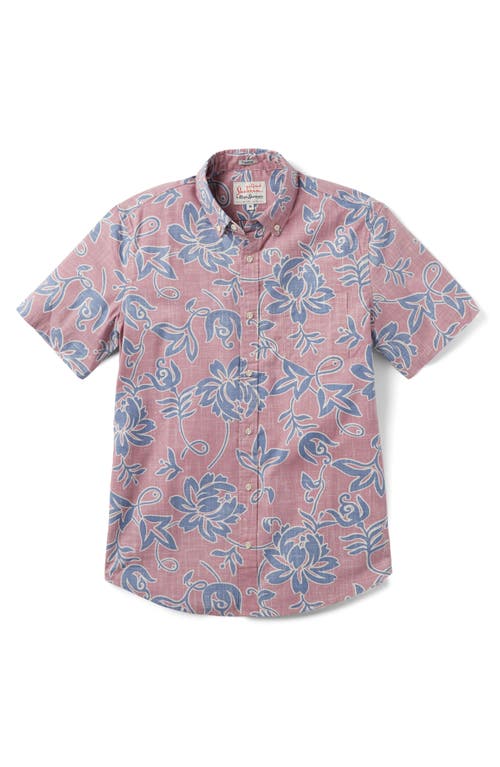 x Alfred Shaheen Classic Pareau Tailored Fit Floral Short Sleeve Button-Down Shirt in Faded Ginger