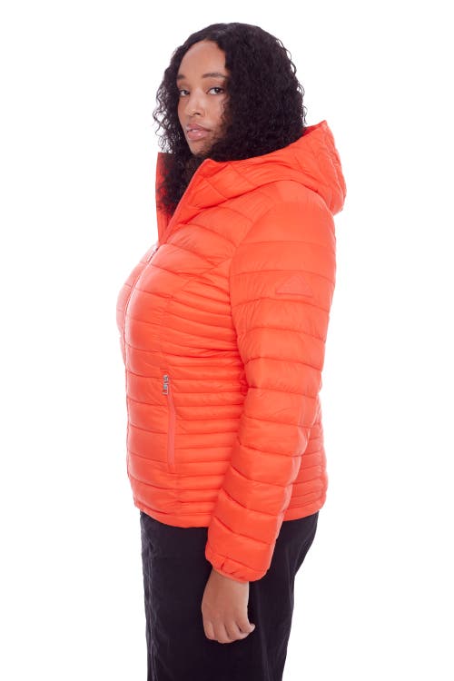 Alpine North Plus Size Yoho Lightweight Packable Puffer Jacket & Bag In Tangerine