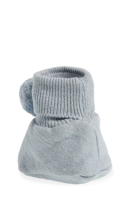 Pink Lemonade Pompom Cotton Bootie In Sky Blue