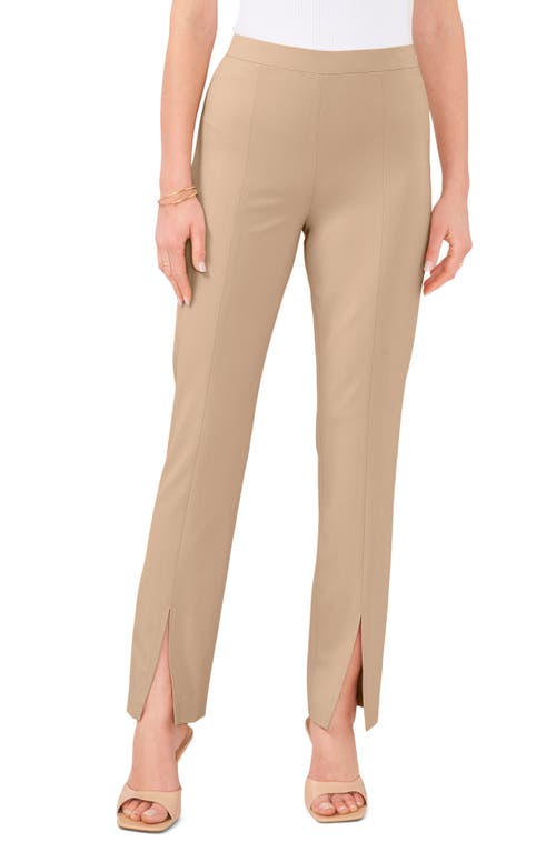 1.STATE Front Slit Stretch Crepe Pants in Oxford Tan