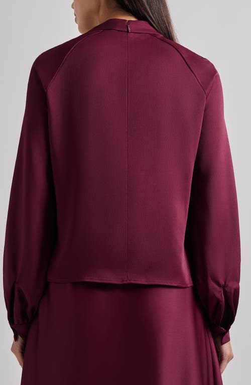 Misook Asymmetrical Bishop Sleeve Blouse In Sangria