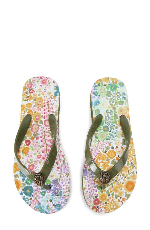 Kurt Geiger London x Floral Couture Kensington Platform Flip Flop Olive Multi at Nordstrom,