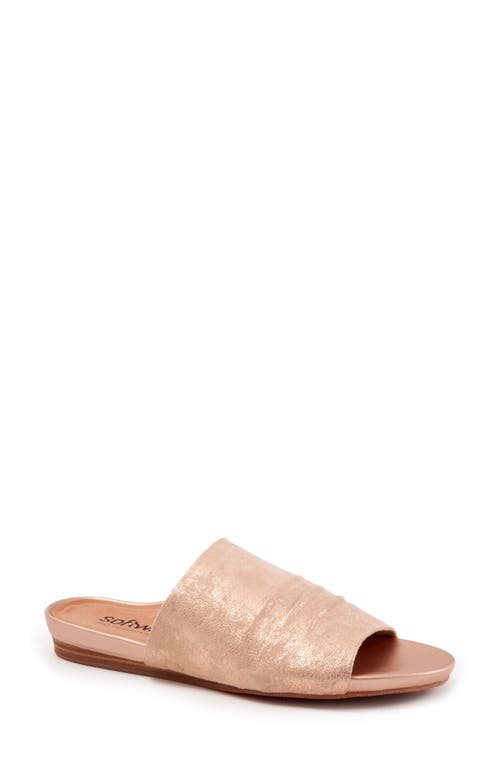 SoftWalk Camano Leather Slide Sandal in Rose Gold Metallic