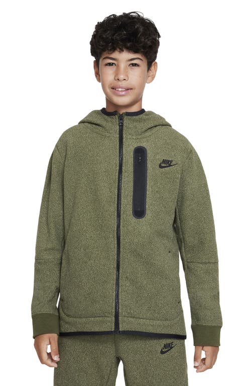 Nike Kids' Tech Fleece Winterized Full Zip Hoodie in Rough Green/Black