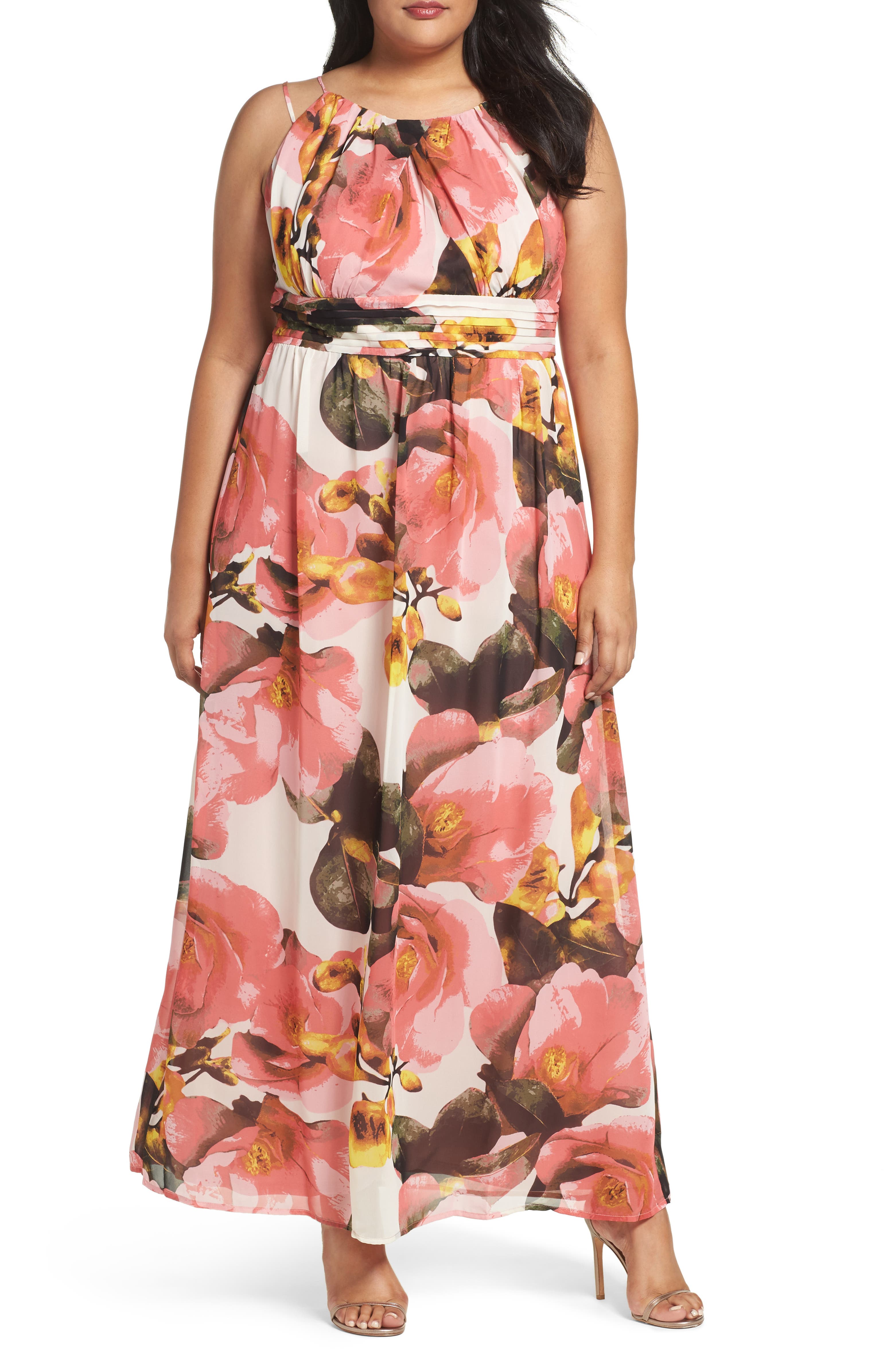 Sangria Print Chiffon Maxi Dress (Plus Size) | Nordstrom
