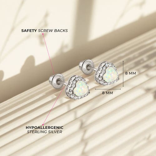 Shop In Season Jewelry Opal Cubic Zirconia Heart Earrings