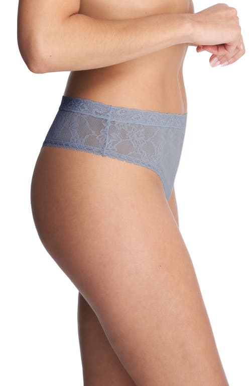 Shop Natori Bliss Allure Lace Thong In Ocean Storm