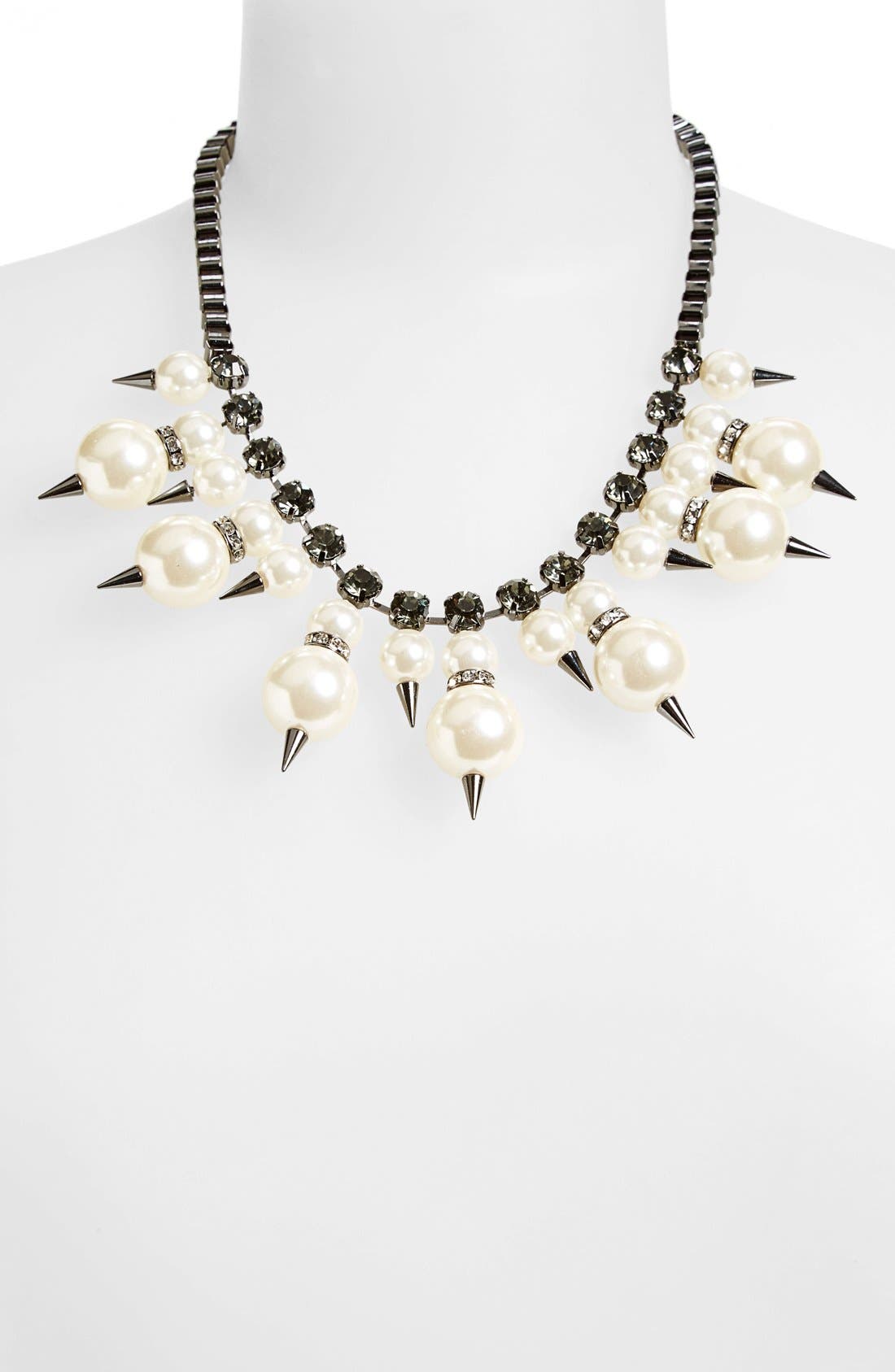 Natasha Couture Faux Pearl Spike Necklace Nordstrom