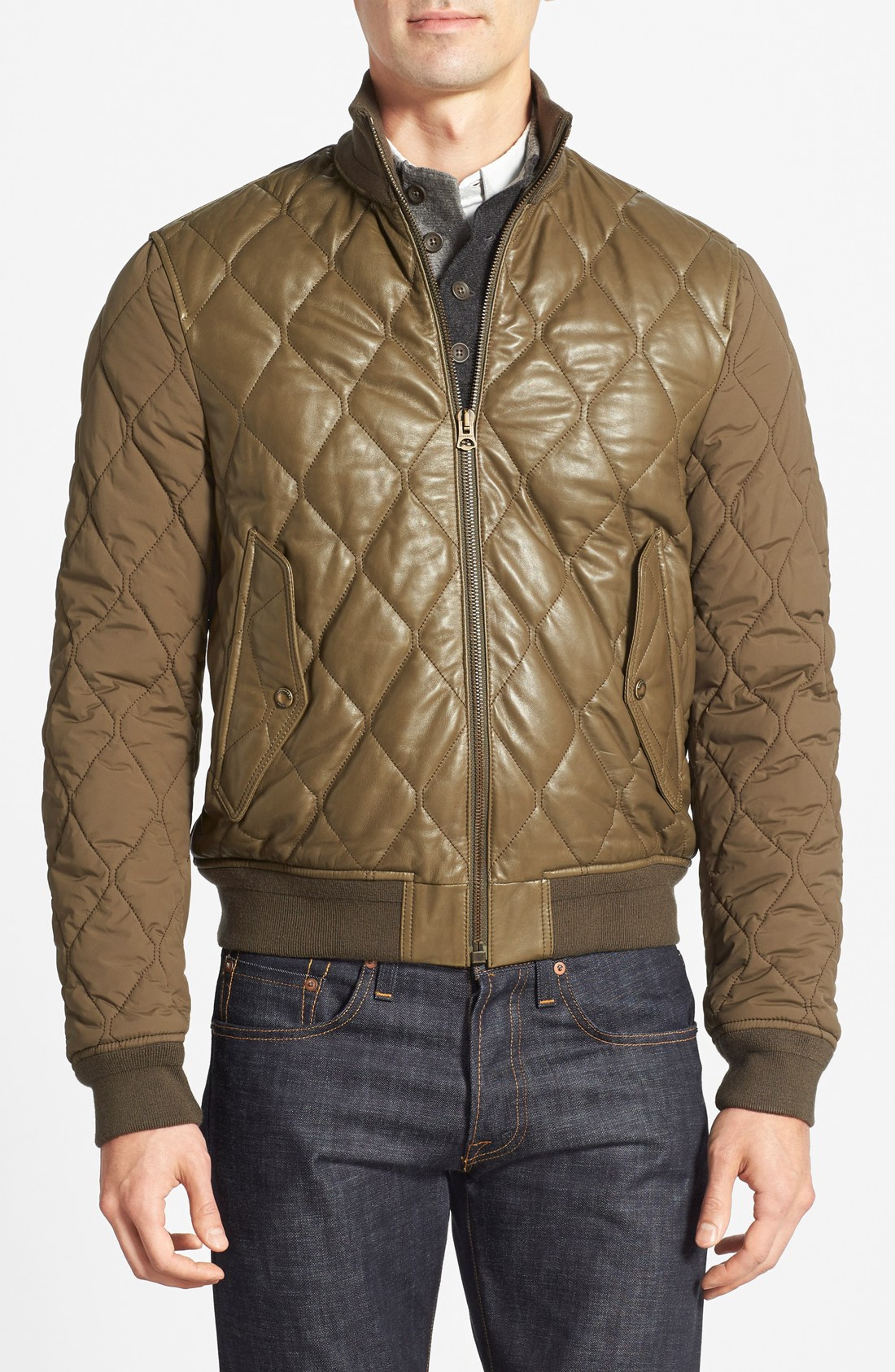 Burberry Brit 'Ragleigh' Trim Fit Diamond Quilted Lambskin Leather ...