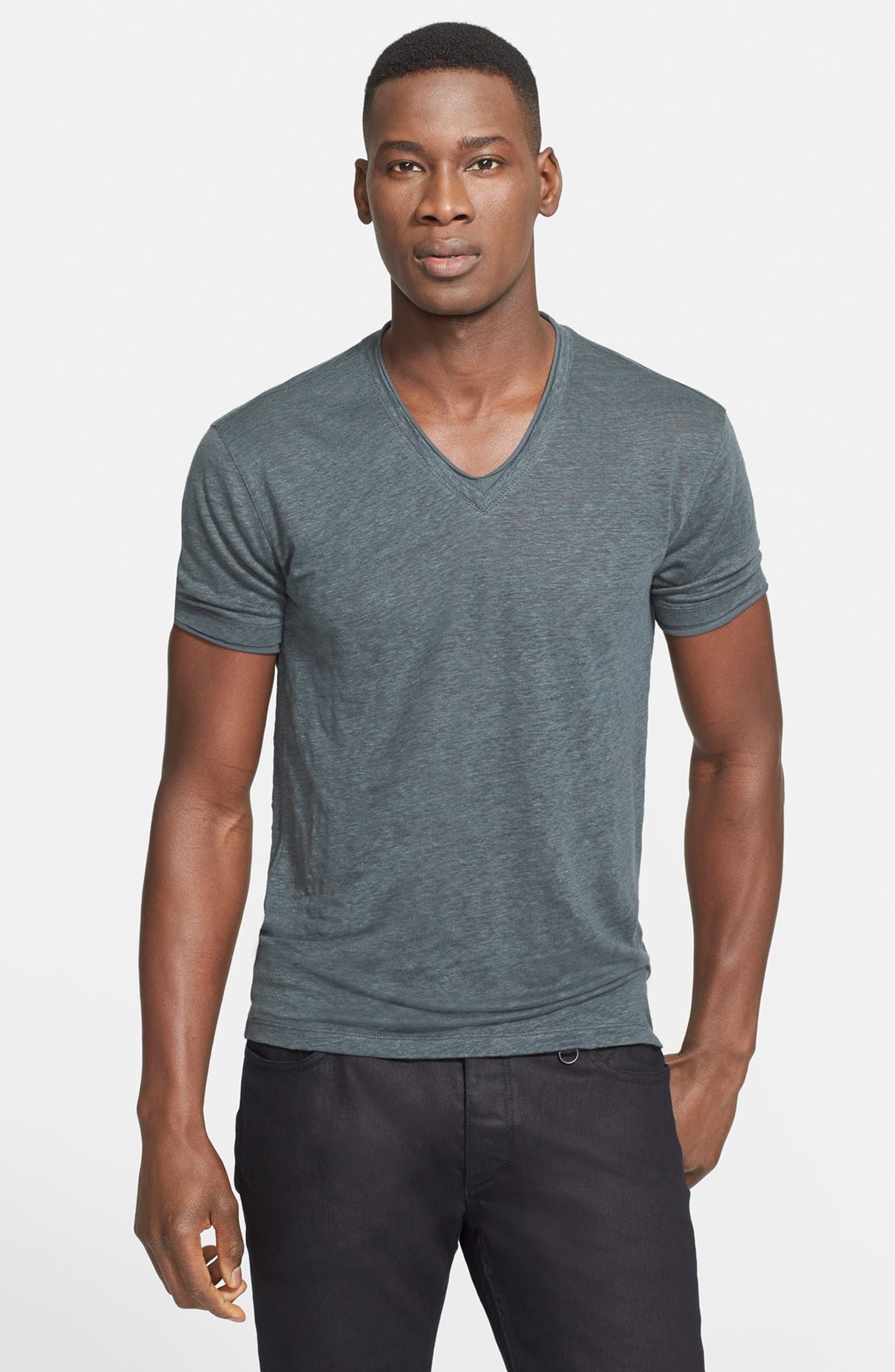 John Varvatos Collection Linen V-Neck T-Shirt (Nordstrom Exclusive ...