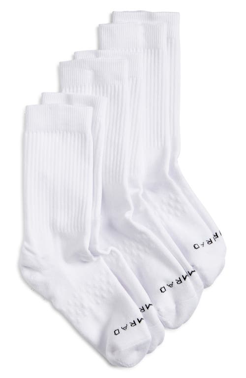 3-Pack Cotton Blend Crew Socks in White