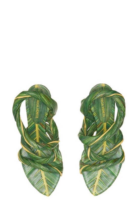 Shop Bottega Veneta Leaf Ankle Strap Sandal In Raintree-seagrass