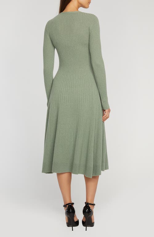 Shop Elie Tahari The Ashley Long Sleeve Cashmere Rib Sweater Dress In Silver Spruce