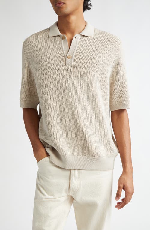 Shop Sunspel Melrose Textured Knit Polo In Ecru