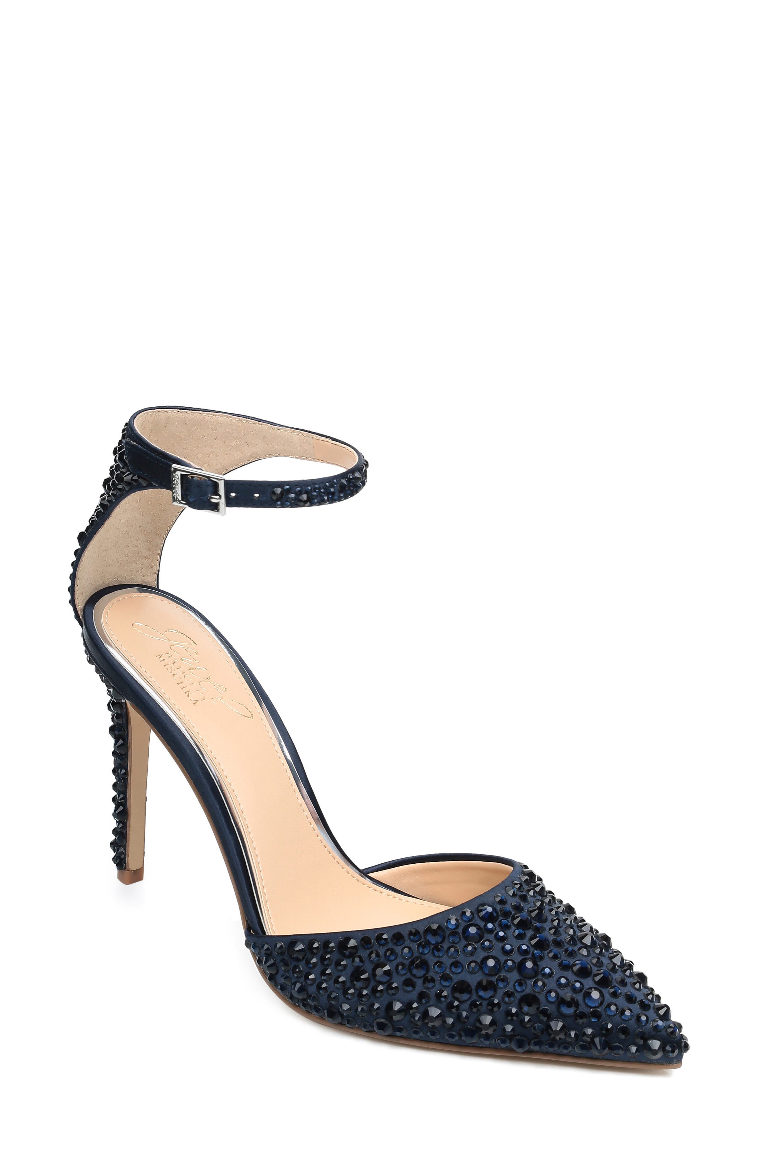 Jewel Badgley Mischka Jimena Ankle Strap Pump, Blue