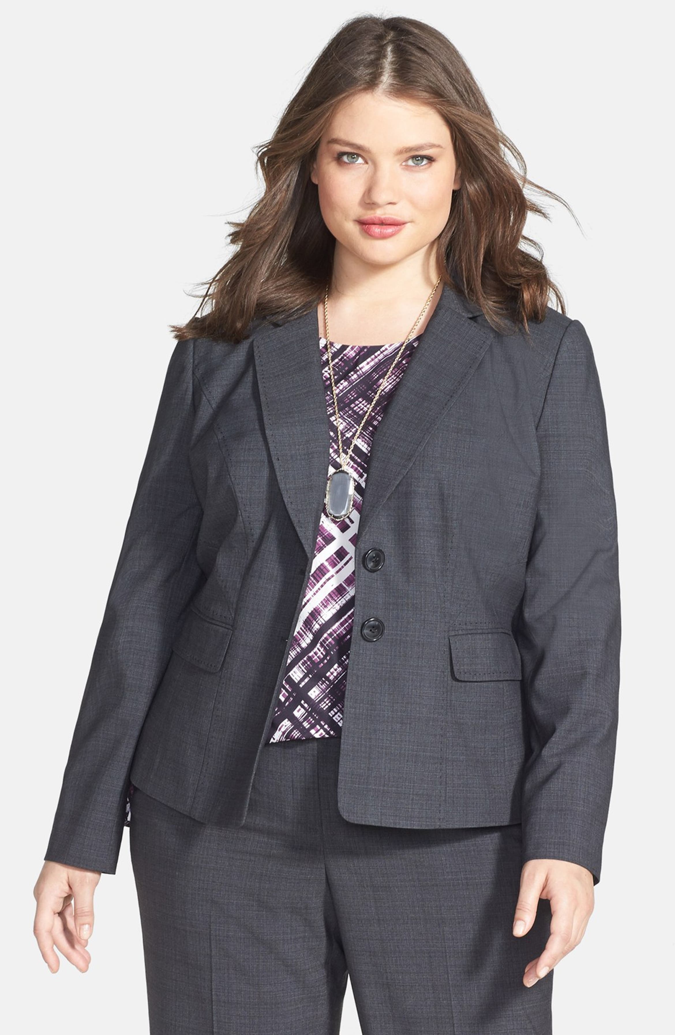 Sejour 'Charcoal Crosshatch' Suit Jacket (Plus Size) | Nordstrom
