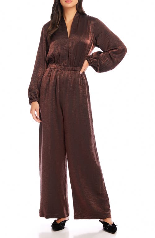 Shop Fifteen Twenty Skyler Long Sleeve Wide Leg Jumpsuit In Brown