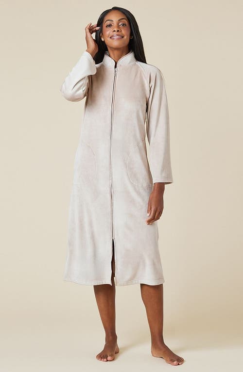 Softies Serenity Mandarin Collar Zip Robe In Coco