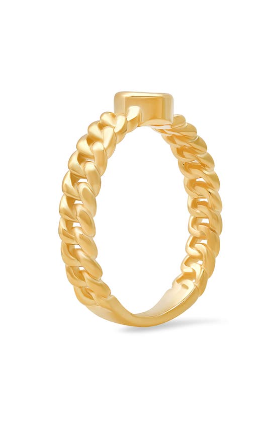 Shop Queen Jewels Bezel Set Curb Chain Ring In Gold