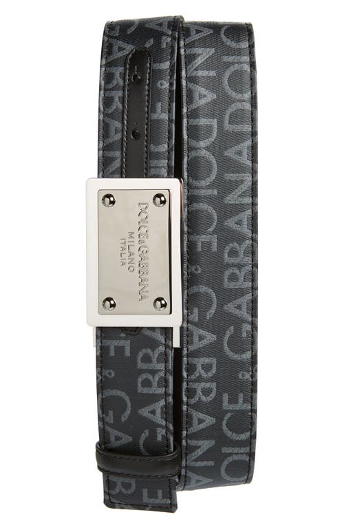 Shop Dolce & Gabbana Dolce&gabbana Logo Jacquard Coated Canvas Belt In Black/blac