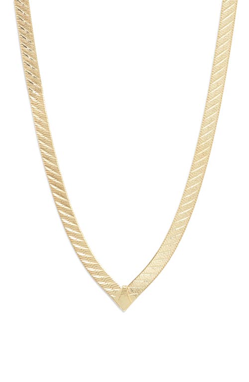 Argento Vivo Sterling Silver Herringbone Chain V-necklace In Gold