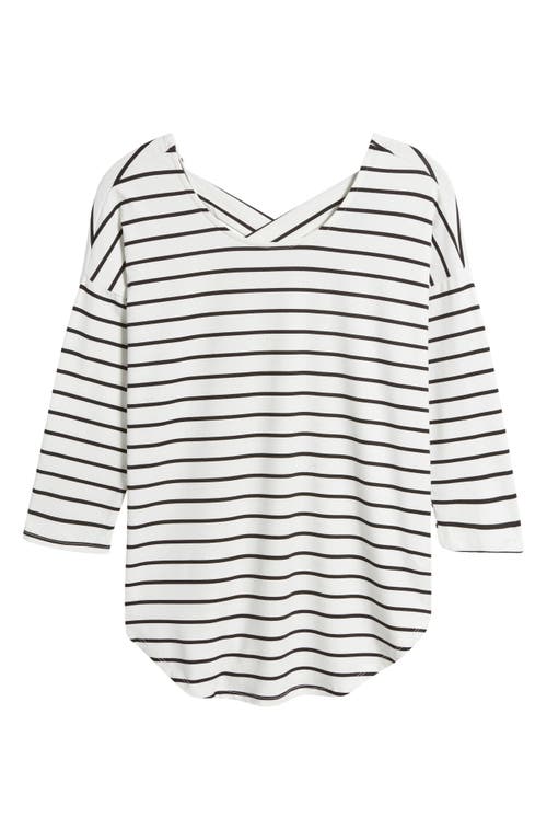 Shop Bobeau Crossback Butter T-shirt In Ivory/black Stripe