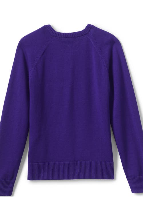 Shop Lands' End School Uniform Girls Cotton Modal Cardigan Sweater In Deep Purple