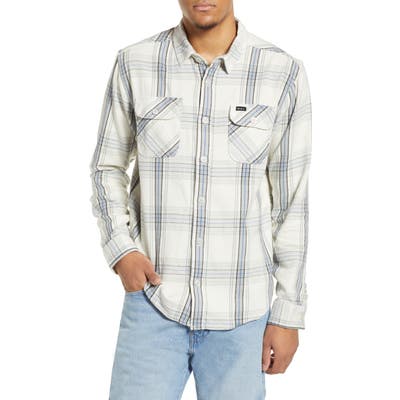 Rvca Reverberation Plaid Button-Up Flannel Shirt, Grey