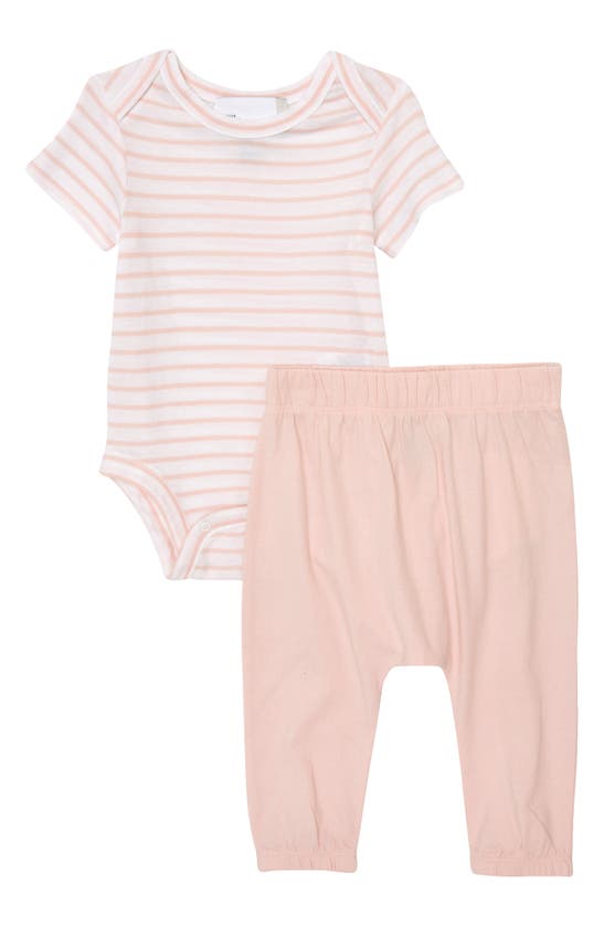 Nordstrom Rack Babies' Stripe Bodysuit Outfit In Pink Lotus Stripe- Pink