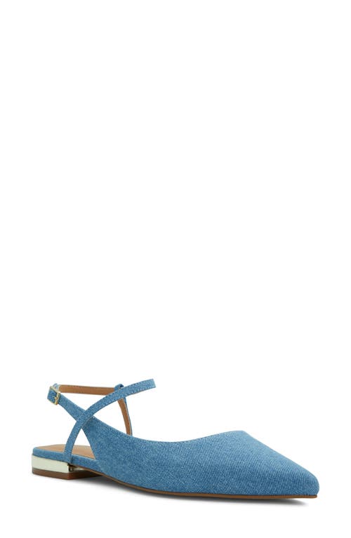 ALDO Sarine Ankle Strap Pointed Toe Flat in Blue at Nordstrom, Size 10