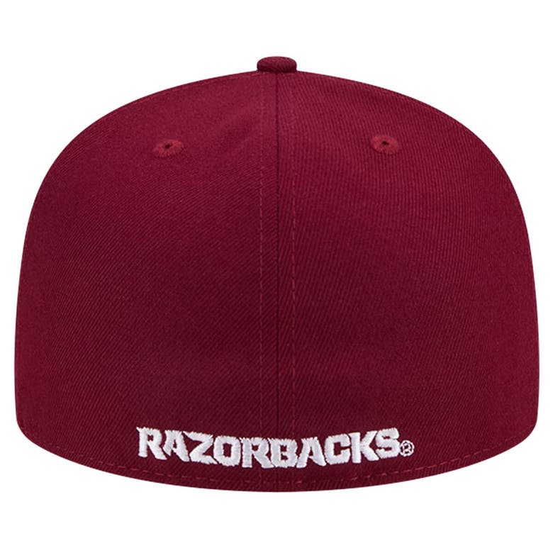 Shop New Era Cardinal  Arkansas Razorbacks Throwback 59fifty Fitted Hat