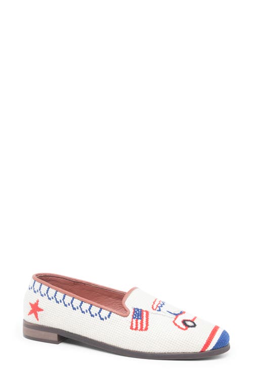 Needlepoint Flat in Red White Blue