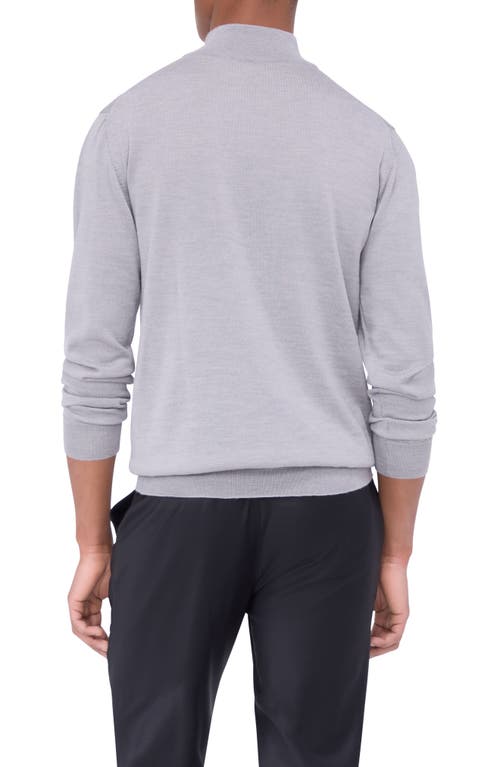 Bugatchi Merino Wool Quarter Zip Pullover In Platinum