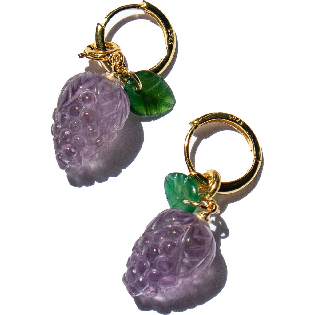 Seree Harvest Grape Jade Stone Charm Earrings In Purple