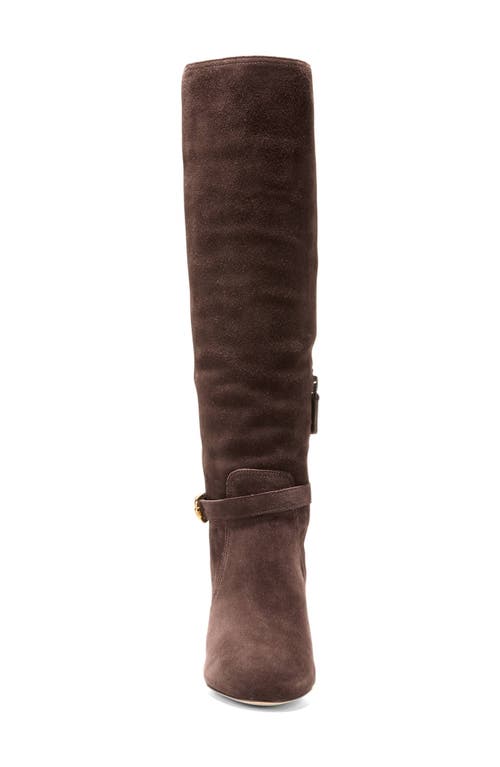 Shop Cole Haan Glendale Buckle Knee High Boot In Dark Chocolate Suede