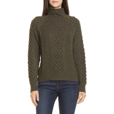 Vince Mixed Cable Wool & Cashmere Blend Sweater, Green