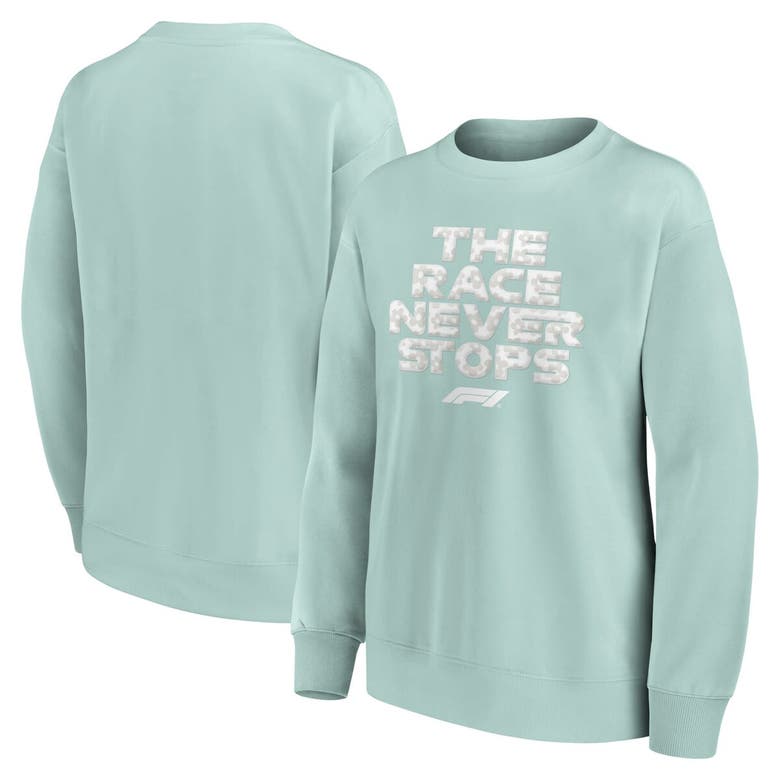 Fanatics Branded Green Formula 1 Merchandise Floral Slogan Fleece Pullover Sweatshirt
