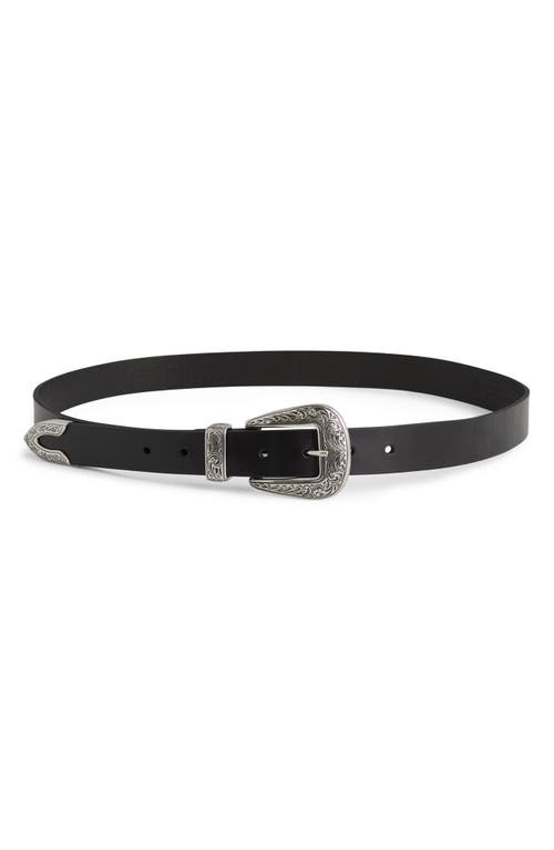 Western Leather Belt in True Black