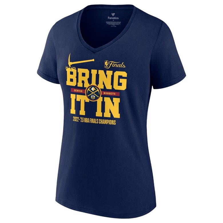 Fanatics Branded Navy Denver Nuggets 2023 Nba Finals Champions Hometown Originals Half Court V-neck  In Navy