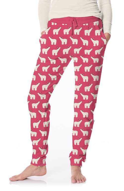 KicKee Pants Fleece Joggers in Rose Polar Bears 