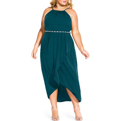 Plus Size City Chic Lovestruck Maxi Dress, Blue/green